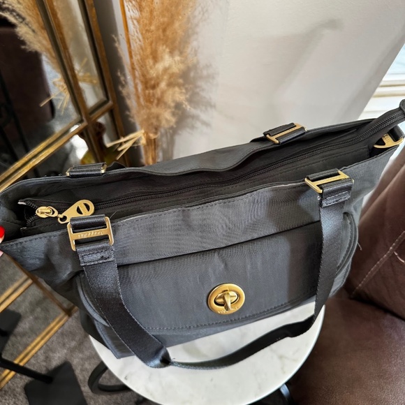 Baggallini Women's Gray Gold Hardware Nylon Med-Size Shoulder Bag Travel Tote - Picture 9 of 11